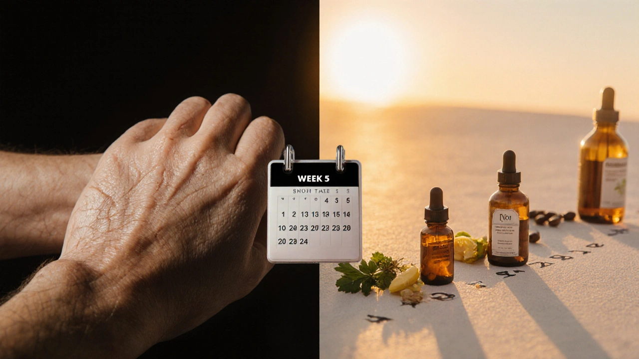 Přechod suché, matné kůže k hladké, zářivé kůži spojený cestou z potravin a doplňků, symbolizující 30denní obnovu.