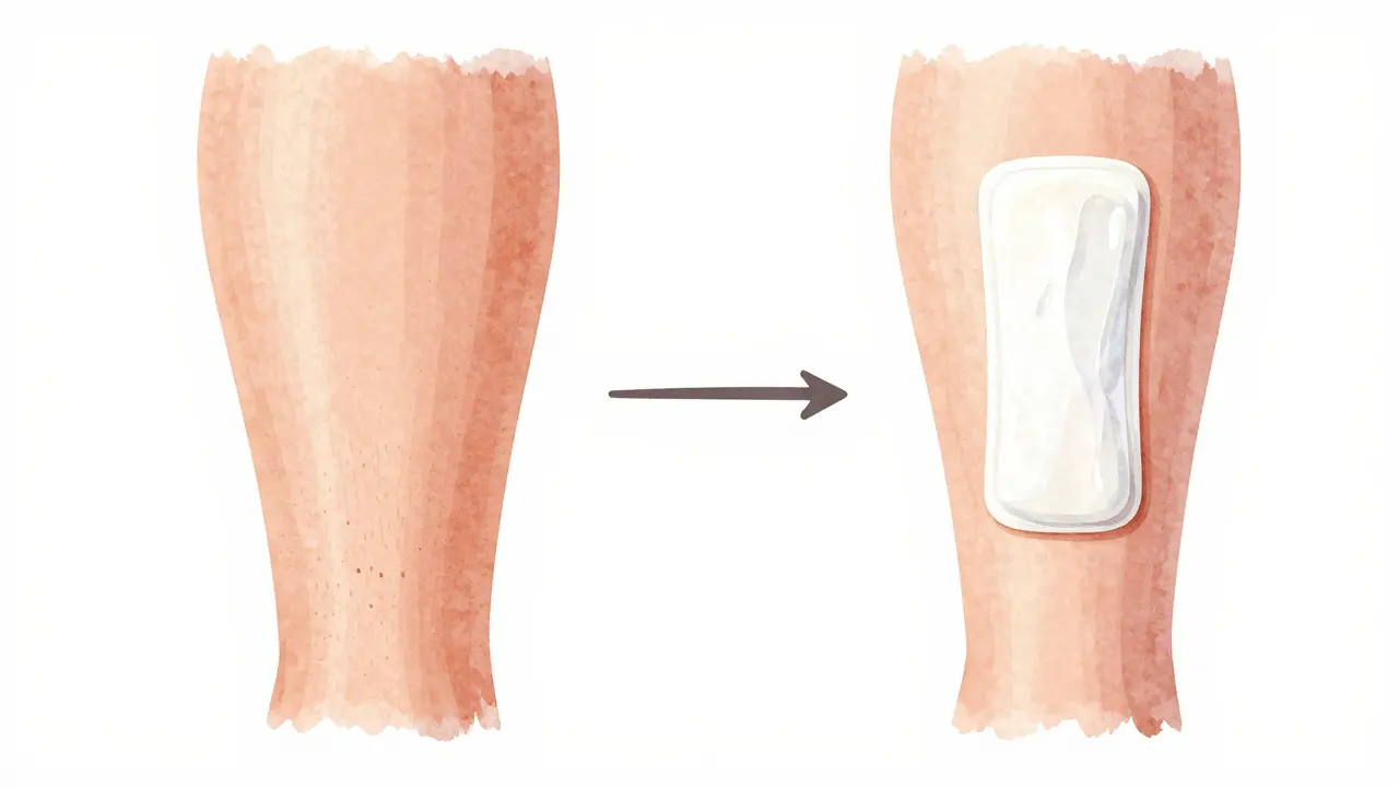 Porovnání pokožky po depilaci (2 dny) a epilaci (3 týdny).