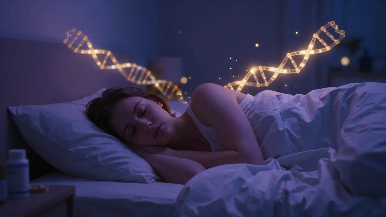 Koncept regenerace kolagenu v těle během hlubokého spánku.