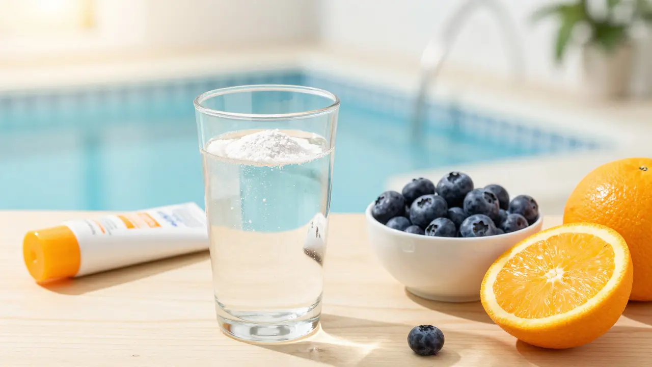 Zdravá snídaně s kolagenem, vitamínem C a opalovacím krémem.