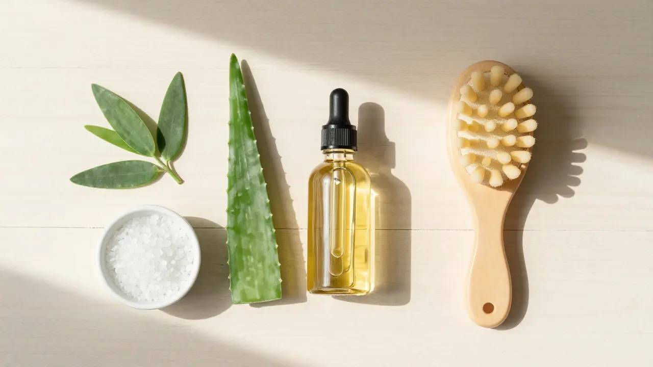 Přírodní ingredience pro péči o hlavu: olej, aloe a čajovník