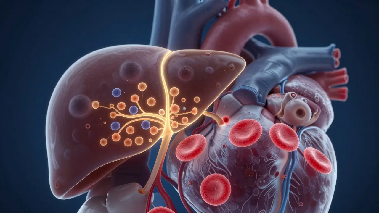 Anatomická vizualizace jater a srdce ukazující jejich buněčnou životnost