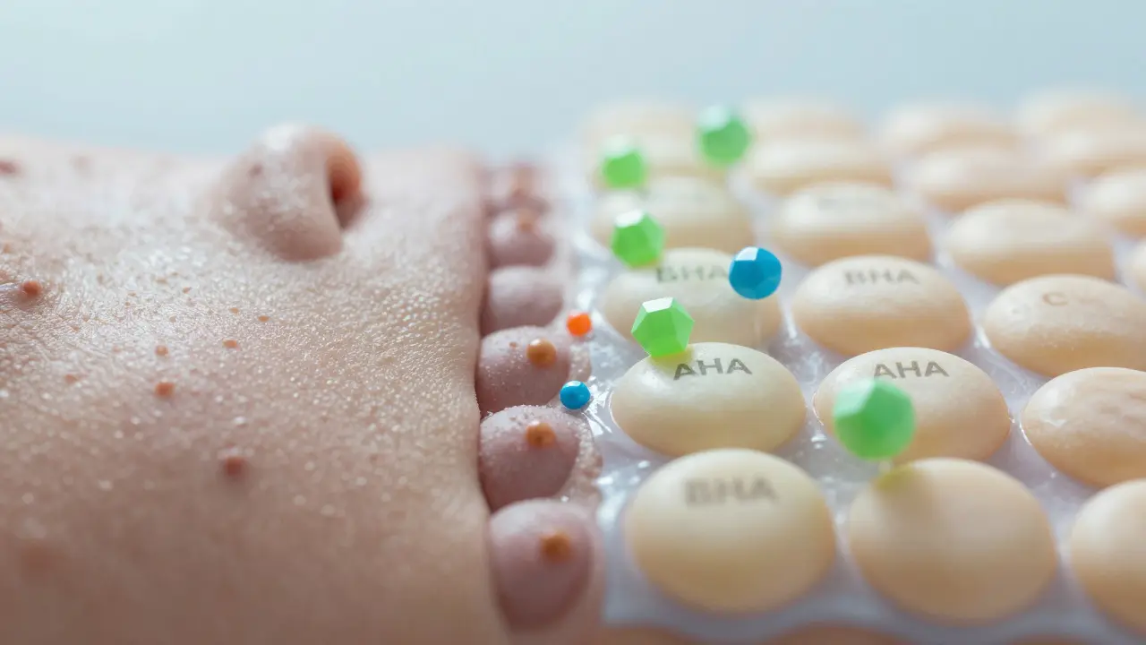Makro záběr chemické exfoliace a obnovy buněk pleti