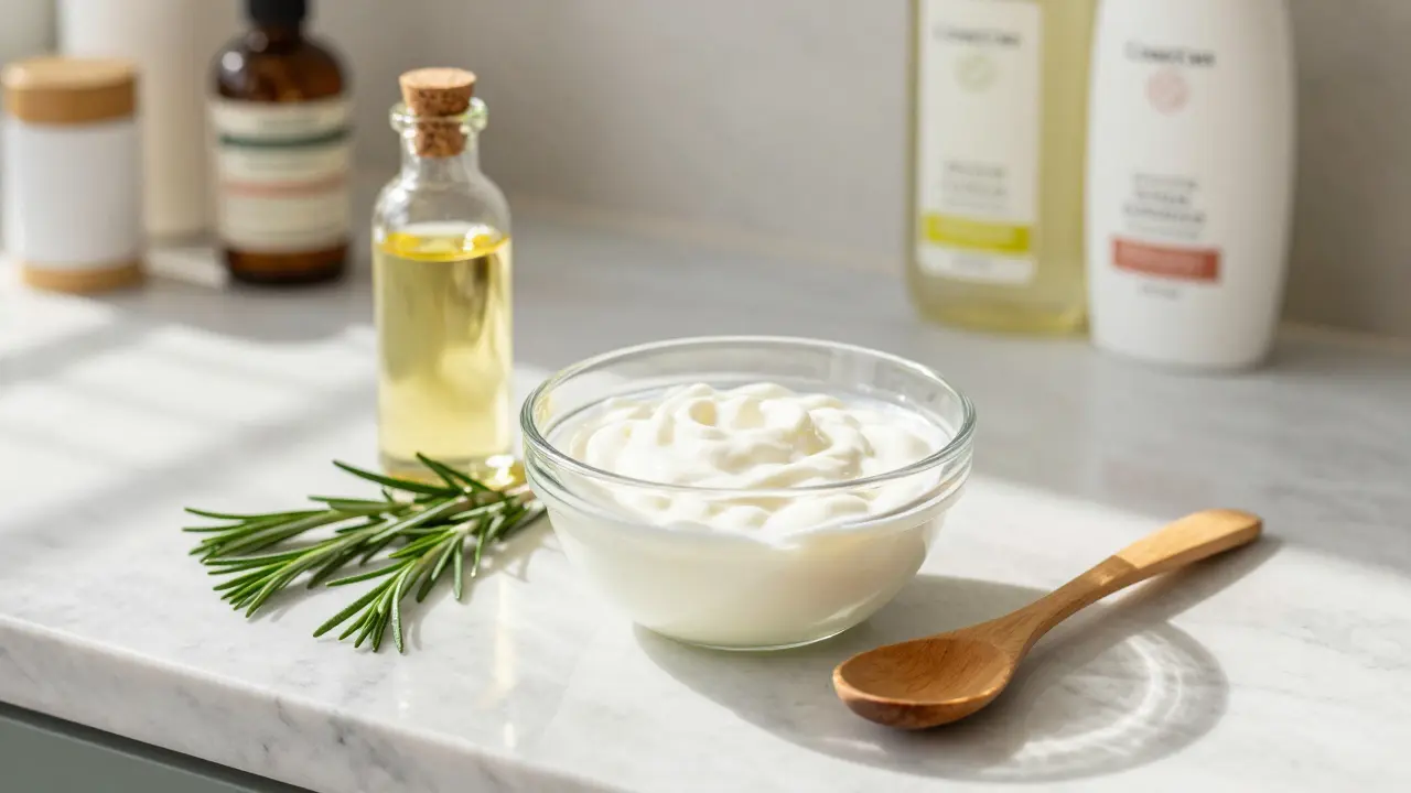 Přírodní ingredience jako kefír a oleje pro péči o vlasy