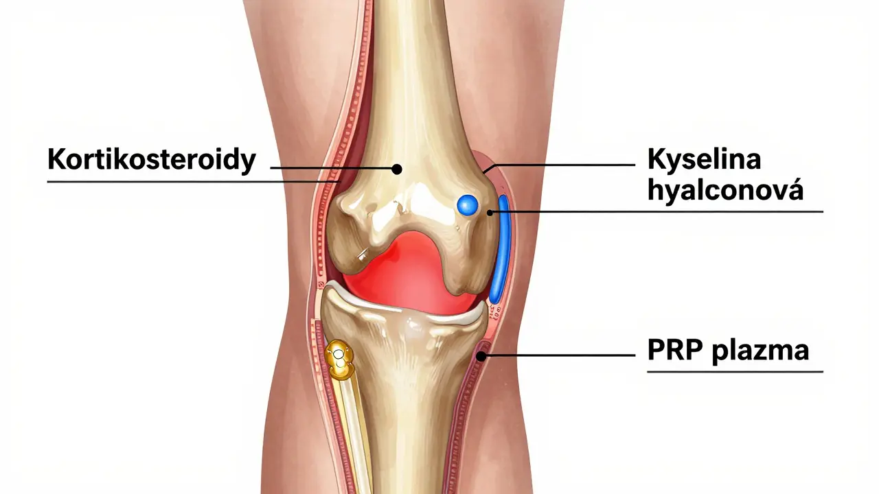 Co se píchá do kolena? Průvodce injekcemi, hyaluronem a léčbou bolestí