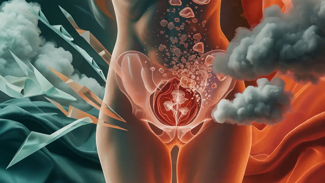 Konceptuální ilustrace narušení mikrobiomu antibiotiky, stresem a špatnou hygienou.