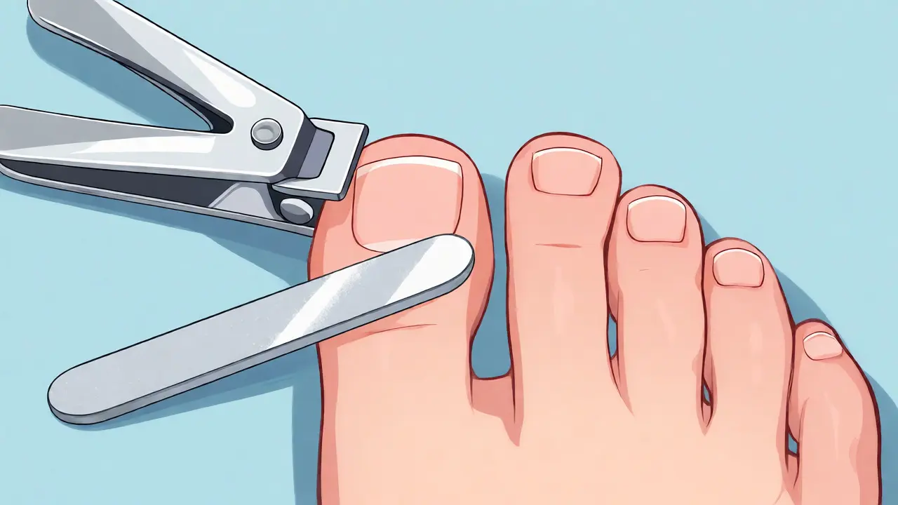 Rovné stříhání nehtu pro prevenci zarůstání